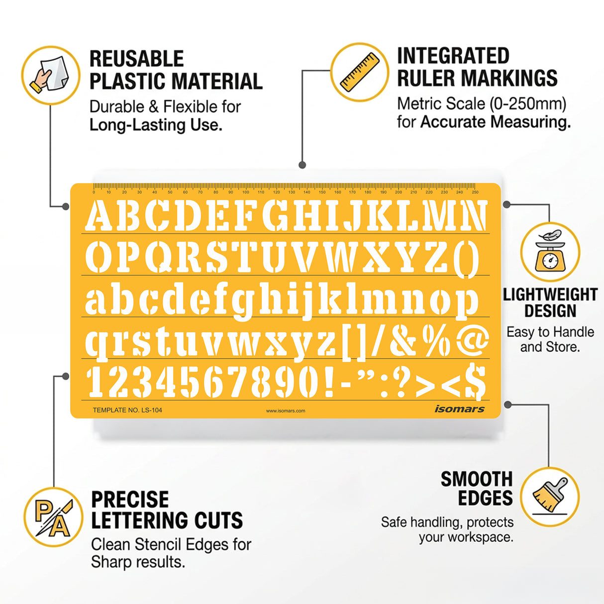 Isomars Letter Stencil Combo Set – Italic & Standard Alphabet Templates with Uppercase, Lowercase, Numbers & Symbols, Reusable Drawing, Craft, Sign Making & DIY Lettering Stencils