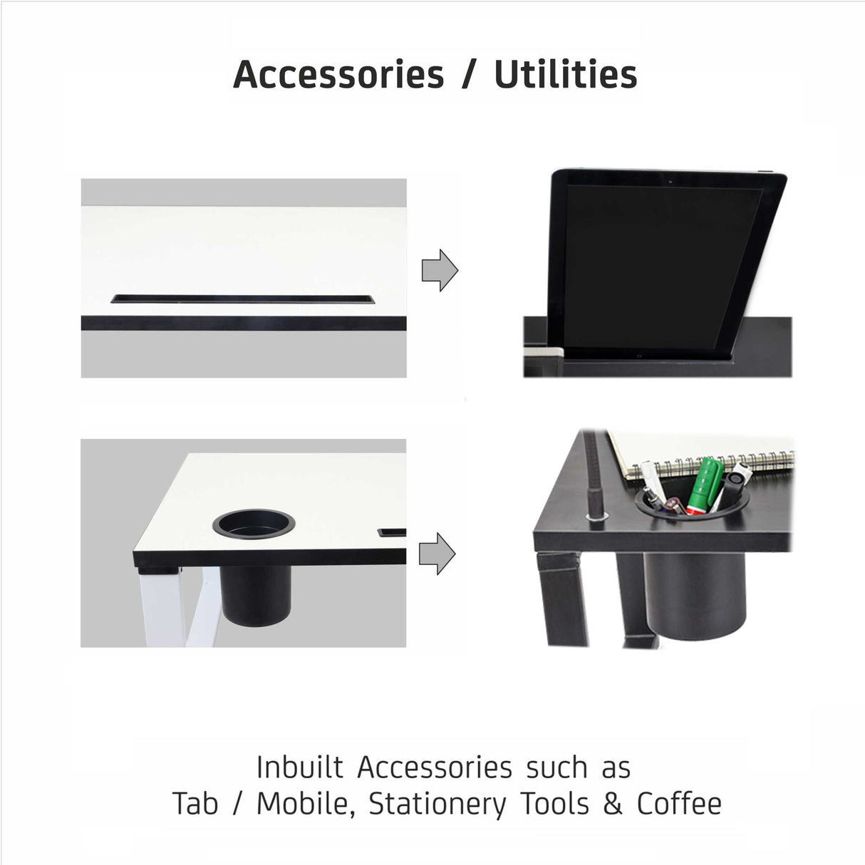 Isomars Bed Desk/Floor Desk with Mobile Holder 76cm x 35.5cm (30" x 14") Laptop Study Table for Work from Home, Online Classes, Card Games and Kid's Activities (Black)