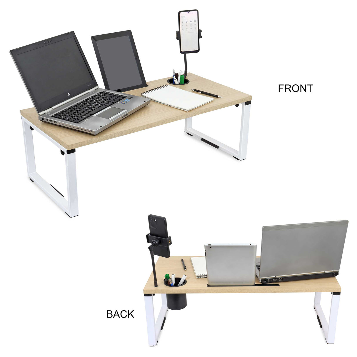 Isomars Bed Desk/Floor Desk with Mobile Holder 76cm x 35.5cm (30" x 14") Laptop Study Table for Work from Home, Online Classes, Card Games and Kid's Activities (Wooden)