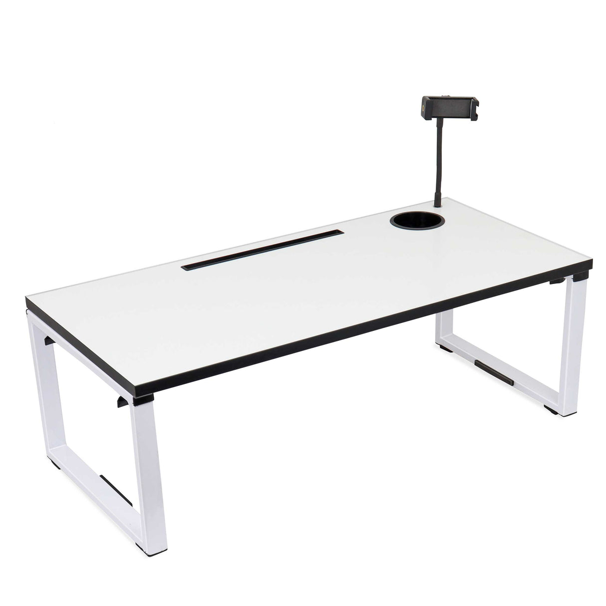 Isomars Bed Desk/Floor Desk with Mobile Holder 76cm x 35.5cm (30" x 14") Laptop Study Table for Work from Home, Online Classes, Card Games and Kid's Activities (White)
