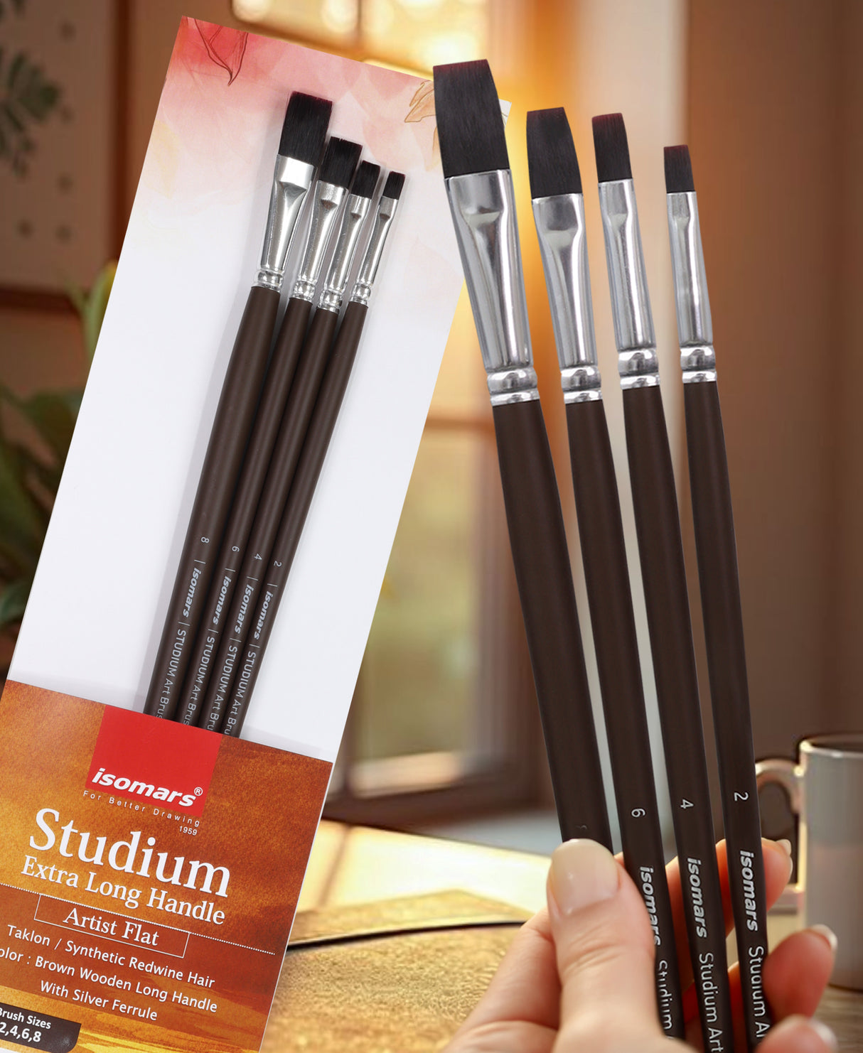 Isomars Professional Flat Brush Collection For Canvas Painting And Mixed Media Art