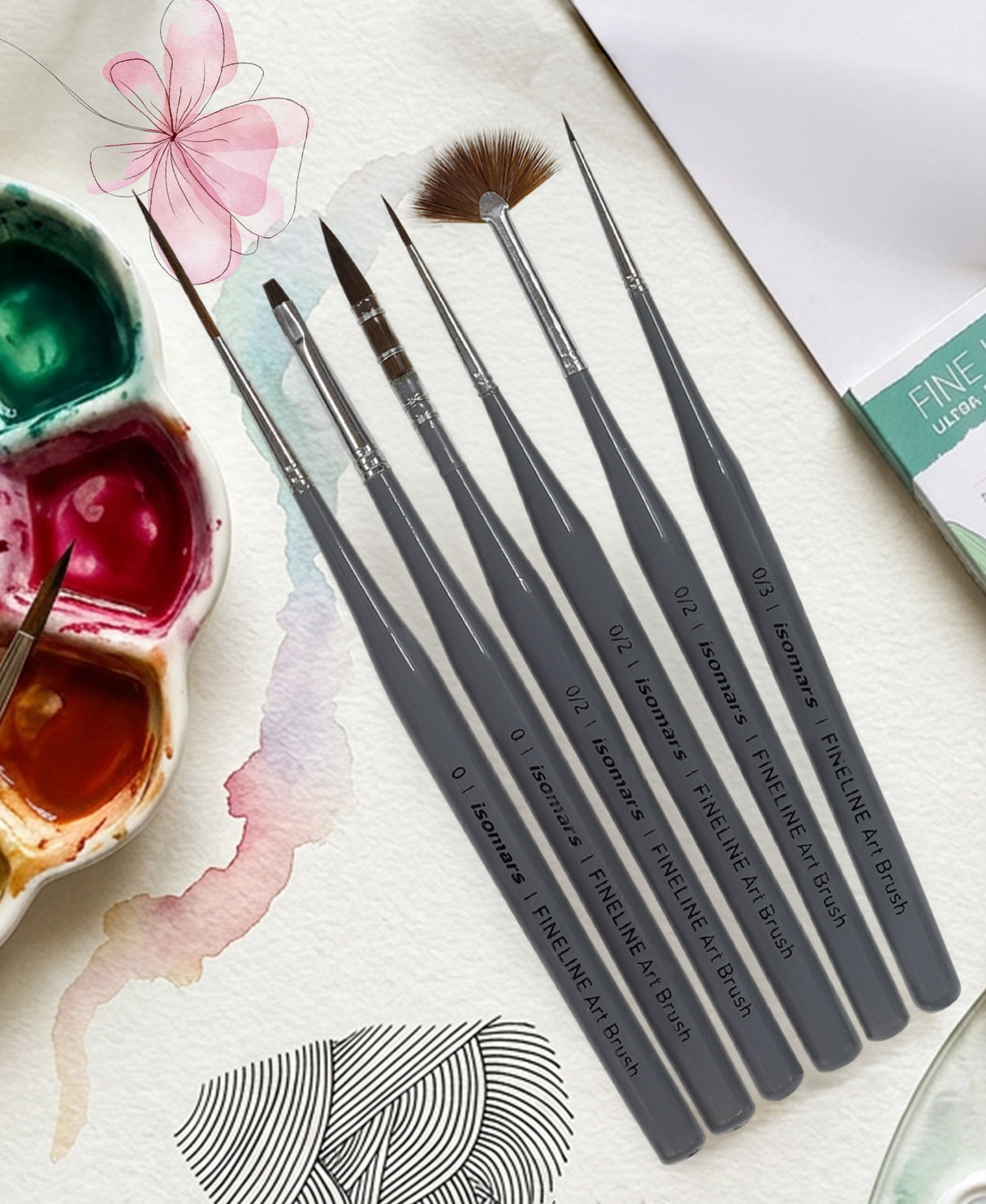 Liner Rigger Fan Mop and Spotter Brushes for Precision Creative Techniques