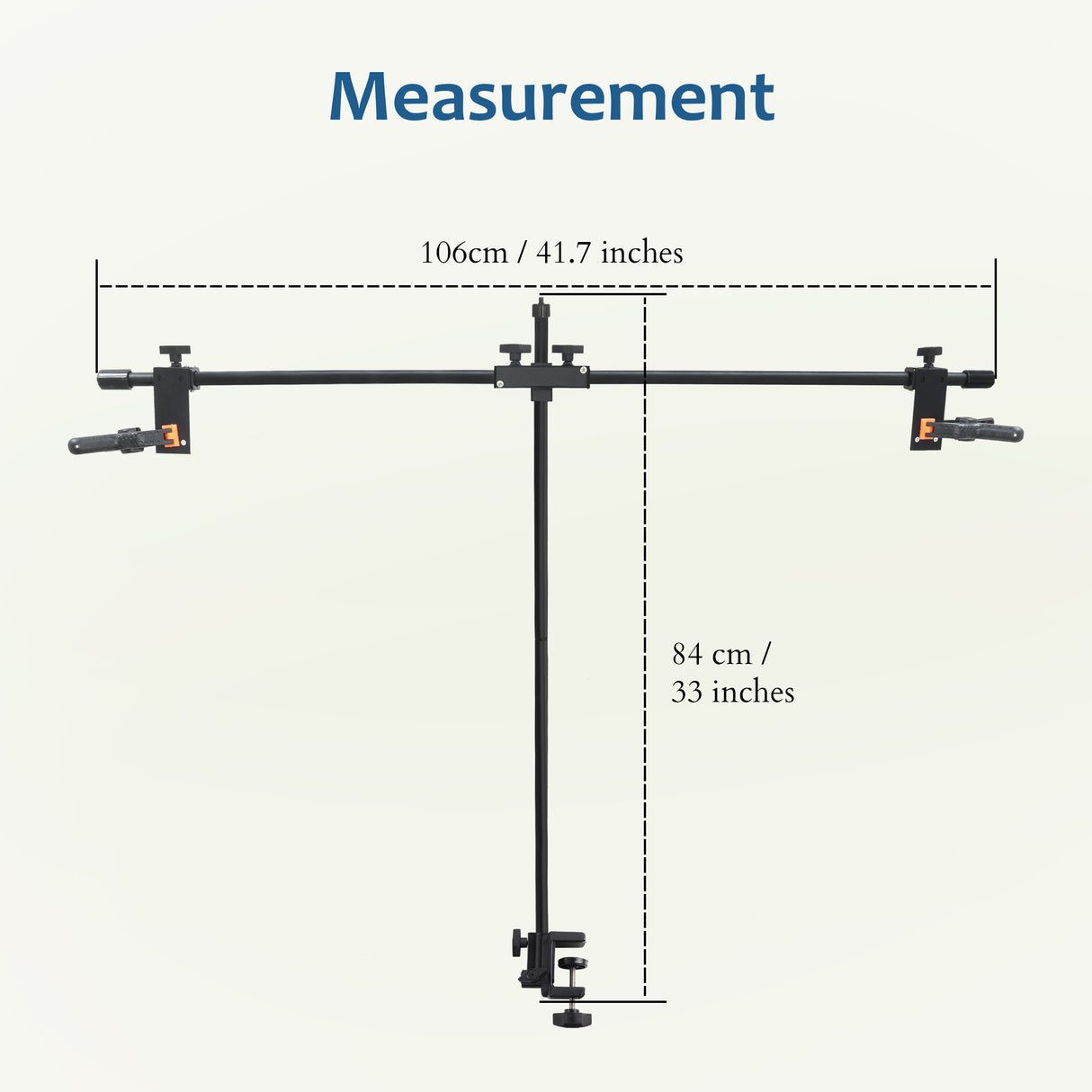 ISOMARS Backdrop Stand, Background Sheet Holder Stand, T-Shape Backdrop Stand, 33 inches Height & 41 inches Length, Table Holding C clamp, Adjustable Height and Backdrop, Phtography Stand