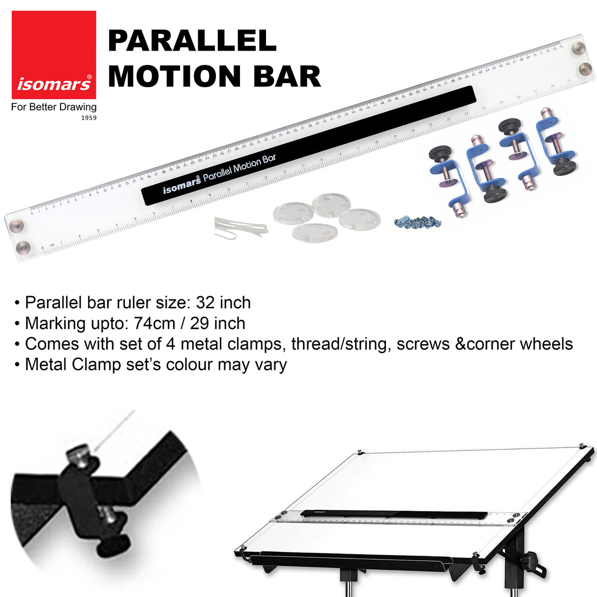 Isomars Parallel Bar & Metal Clamps Combo Set