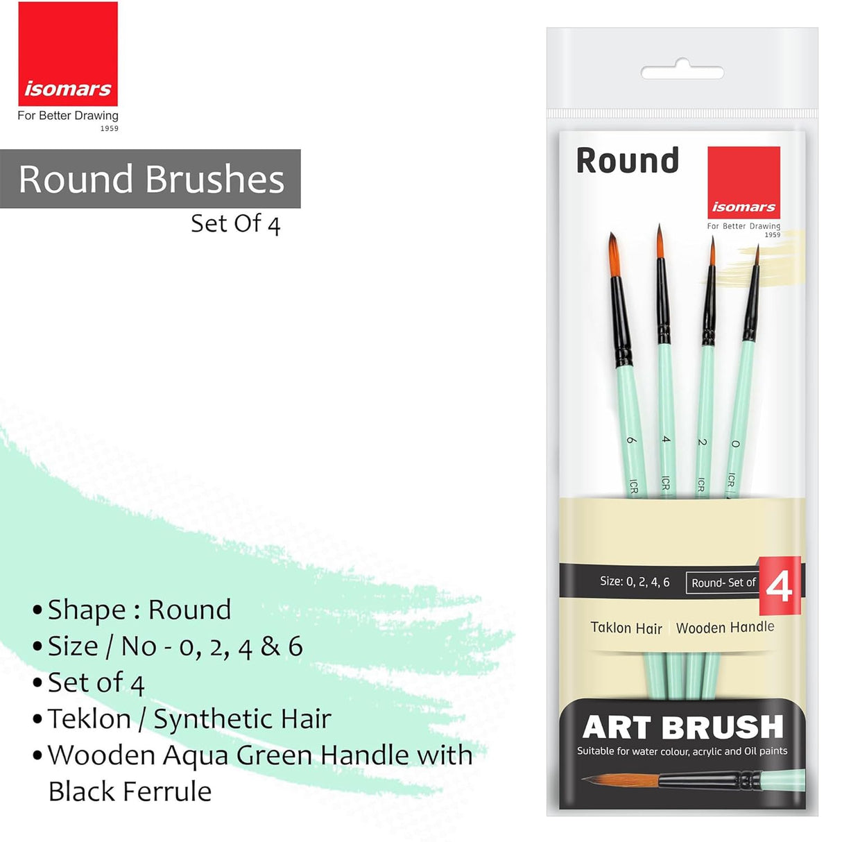 Round Pointed Paint Brush Set for Acrylic Oil Watercolor and Mixed Media Art