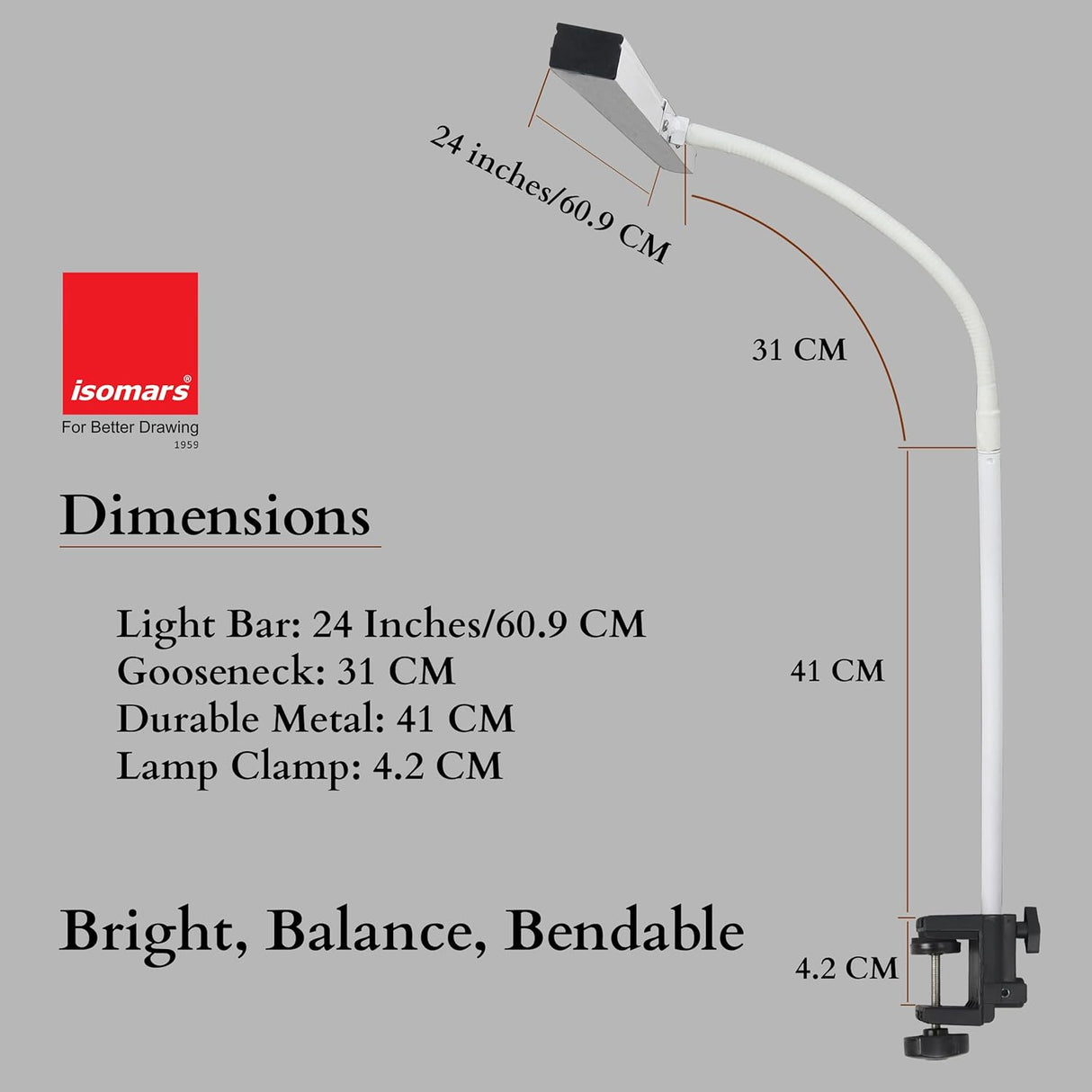 Space Saving Clamp Mount LED Lamp for Laptop Office Desk and Study Table