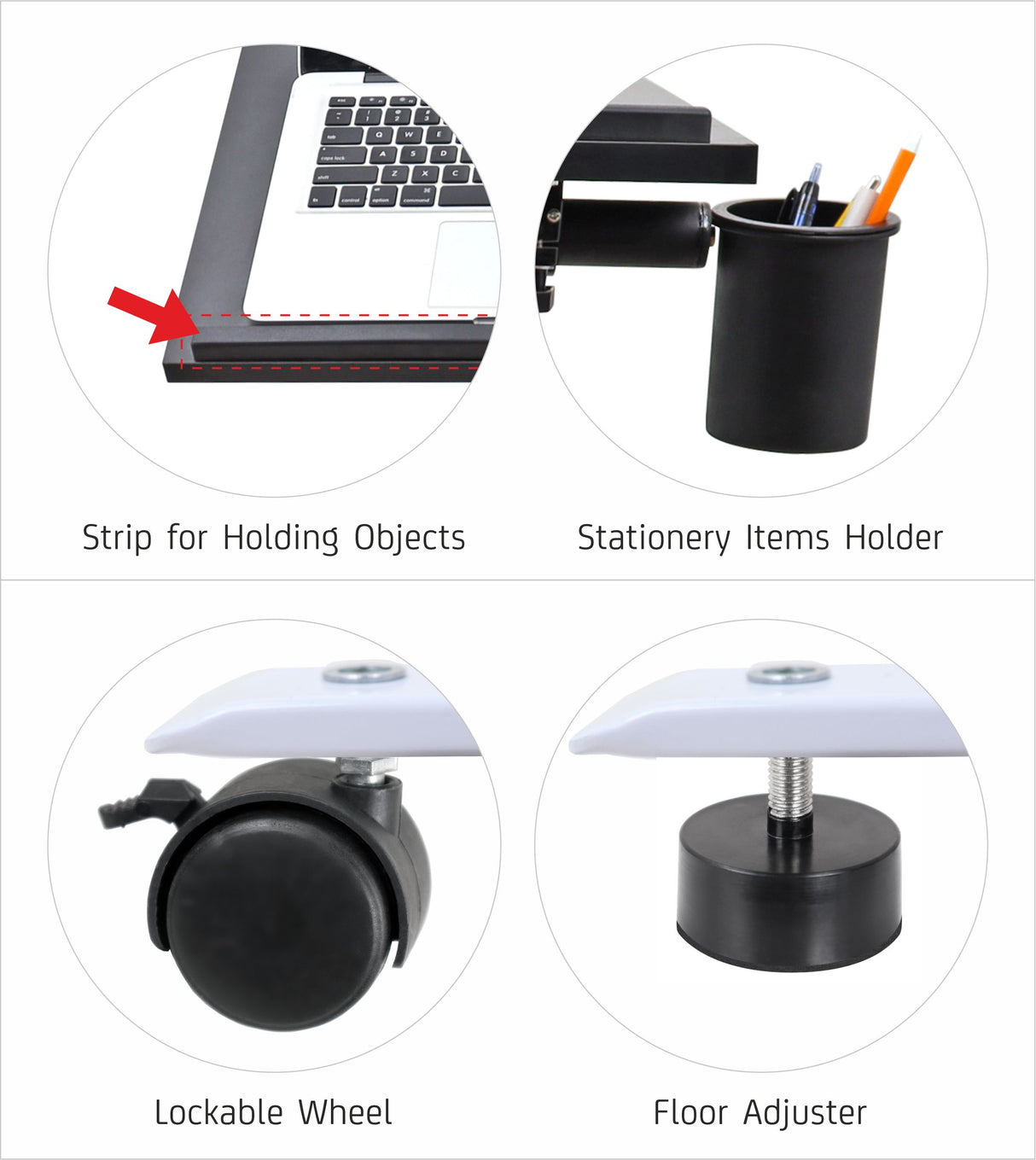 Isomars Metal Multipurpose Laptop Table Study Desk, Caster Lockable Wheels, & Height Adjustable For Breakfast Table, Work From Home & Online Classes (Black)