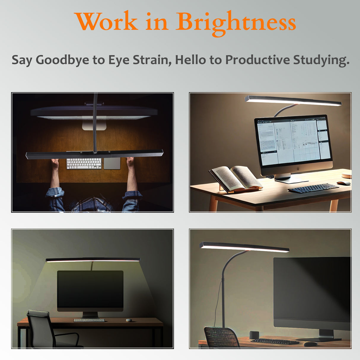 Isomars Desktop Table lamp, Overhead LED Desk Lamp Light, Table Holding clamp, Study, Computer lamp, 24" Light bar Flexible Gooseneck, 3 Color Mode, for Desktop, Bedroom, Office, Reading, etc