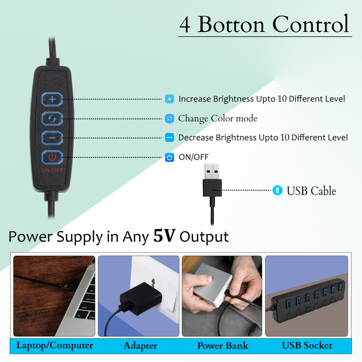 Isomars Desktop Table lamp, Overhead LED Desk Lamp Light, Table Holding clamp, Study, Computer lamp, 12" Light bar Flexible Gooseneck, 3 Color Mode, for Desktop, Bedroom, Office, Reading, etc