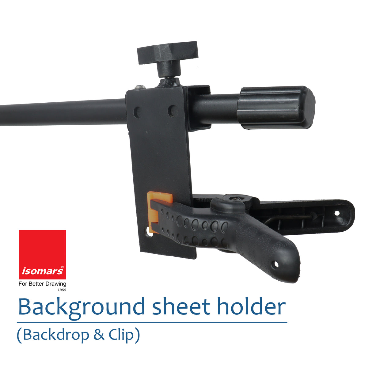 ISOMARS Backdrop Stand, Background Sheet Holder Stand, T-Shape Backdrop Stand, 33 inches Height & 41 inches Length, Table Holding C clamp, Adjustable Height and Backdrop, Phtography Stand