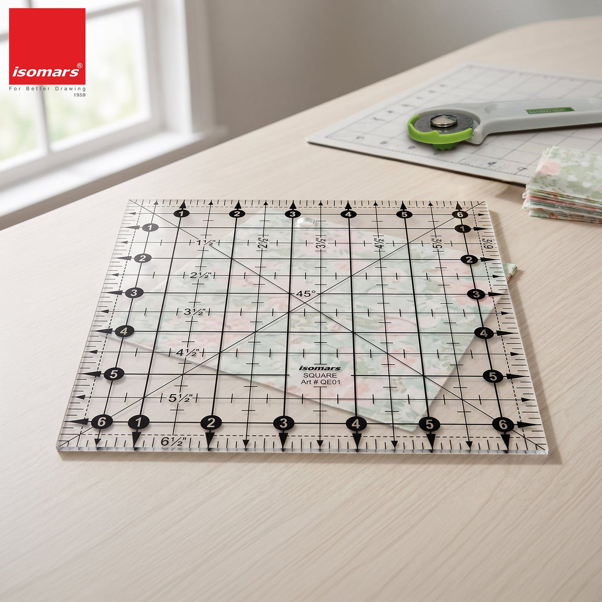Isomars 6.5" x 13" Easy Quilting Ruler for Sewing & Cutting - Isomars