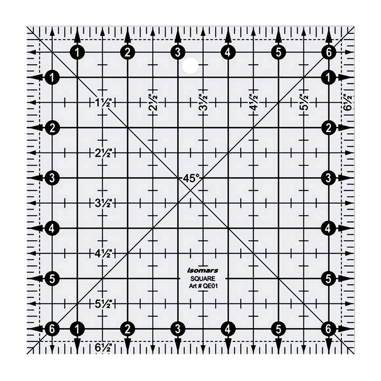 Isomars 6.5" x 13" Easy Quilting Ruler for Sewing & Cutting - Isomars