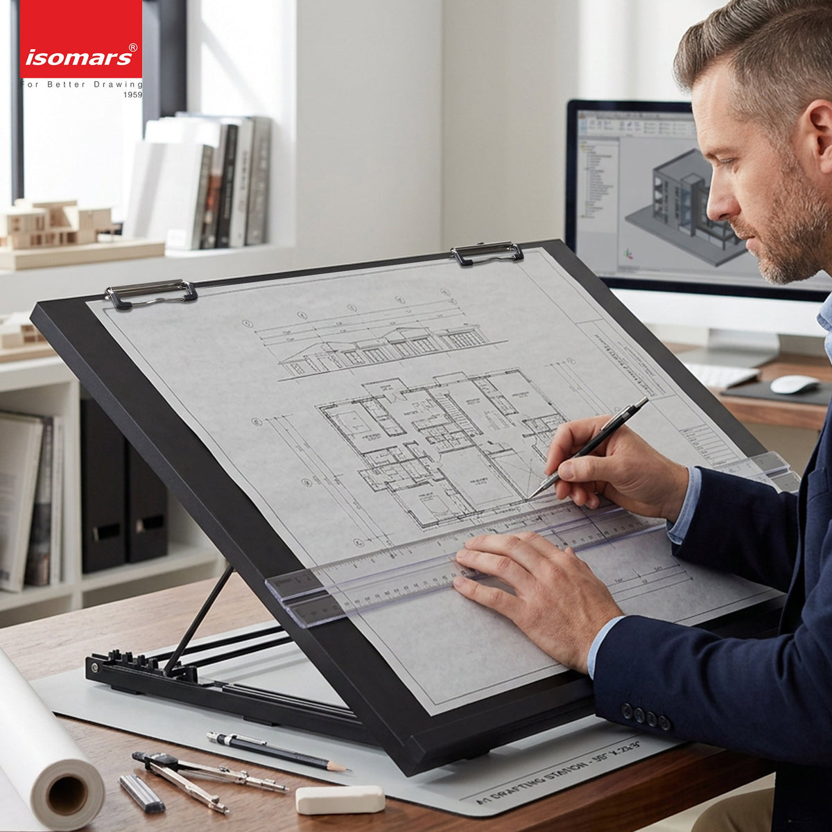 Isomars A1 Drawing Board 25.5 x 35" | Adjustable Angle – Black - Isomars