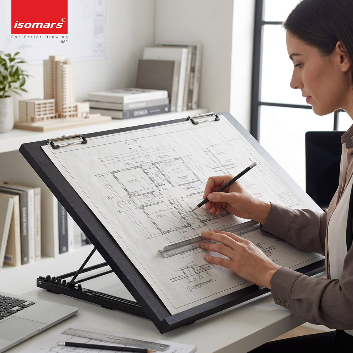 Isomars A2 Drawing Board 25.5 x 18.5" | Adjustable Angle – Black - Isomars