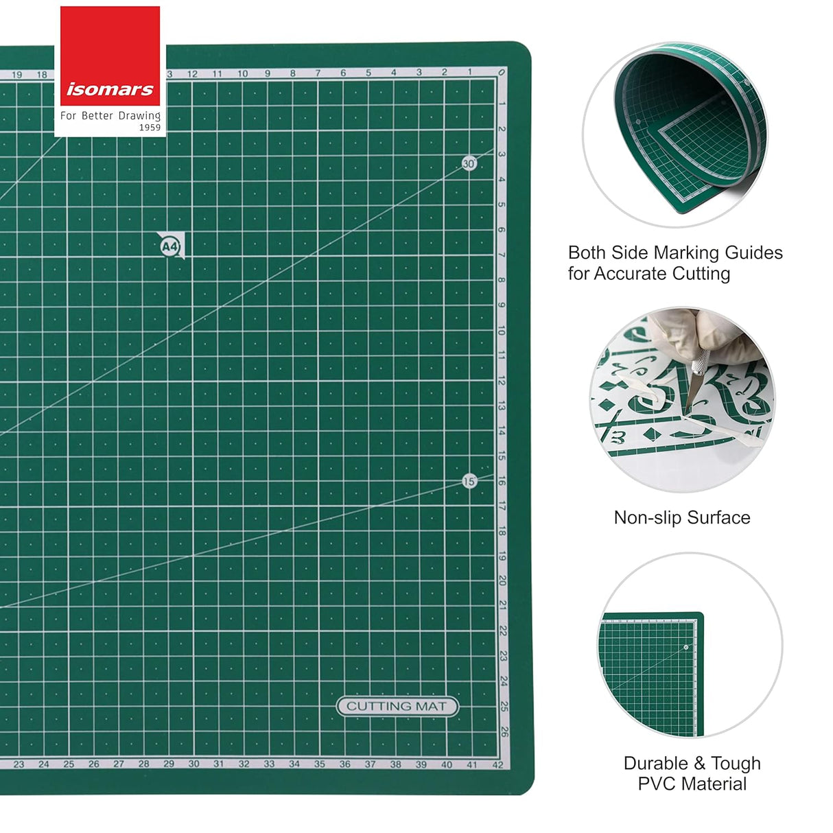 Isomars A2 Drawing Board Table Model Kit (Set of 10) - Comes with 18.5" x 25" Drawing & Drafting Board Ideal for Architects, Engineers, Designers & Artists Students and Professionals - Isomars