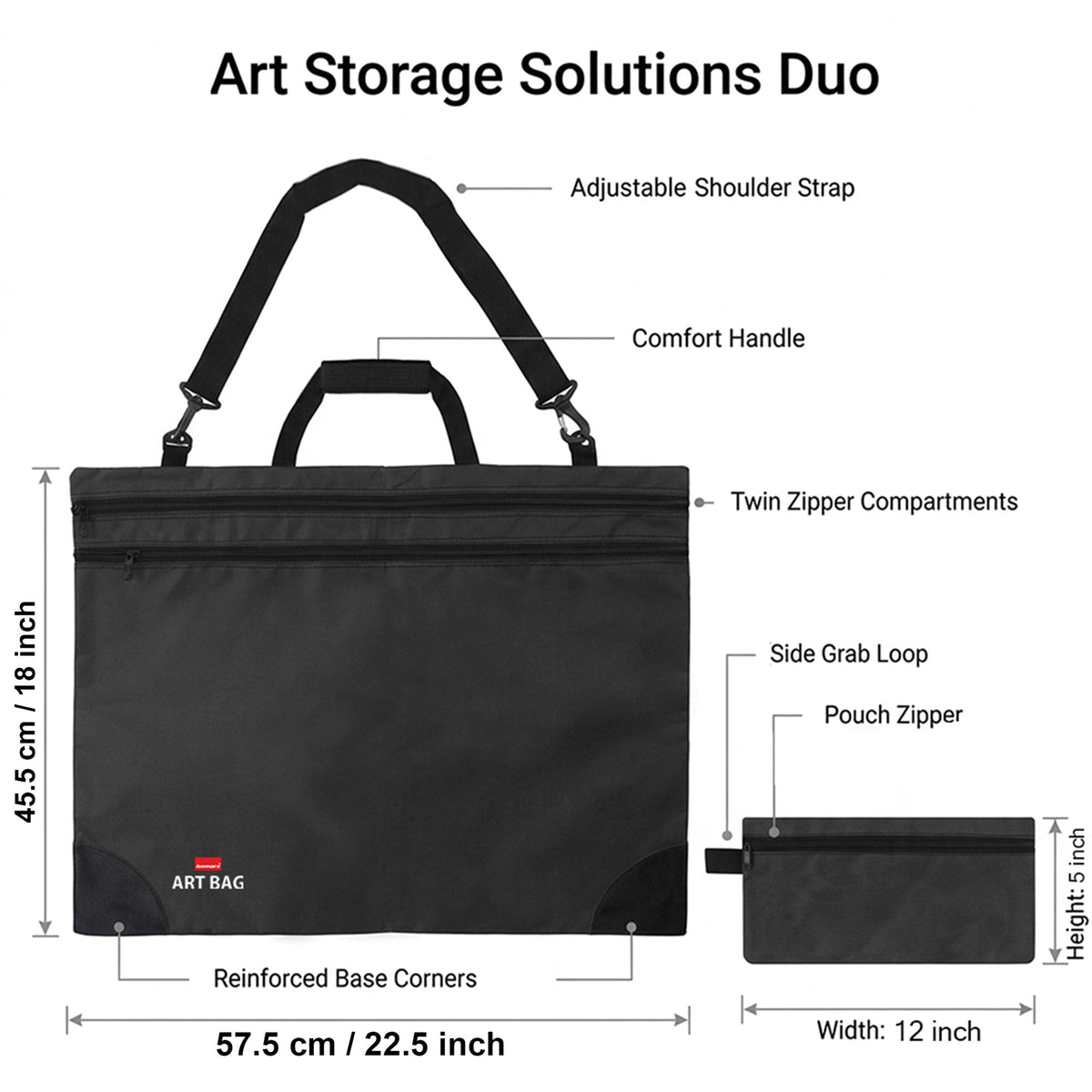 Isomars A3 Art Portfolio Bag with Tool Pouch | Size: 45.5 x 57.5 cm /18 x 22.5 inch - Isomars