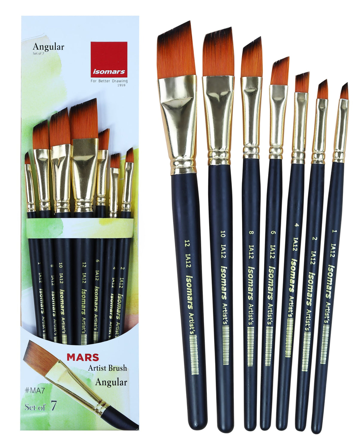 Isomars Angular Paint Brush Set Artist Brushes for Acrylic & Watercolor - Isomars