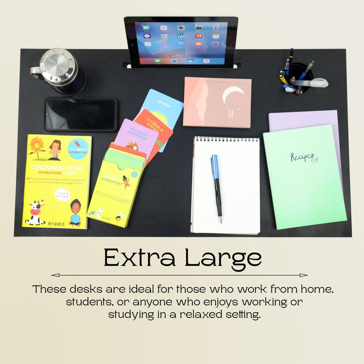 Isomars Bed Desk/Floor Desk Laptop Study Table for Work from Home, Online Classes, Card Games and Kid's Activities (Black - Extra Large) - Isomars