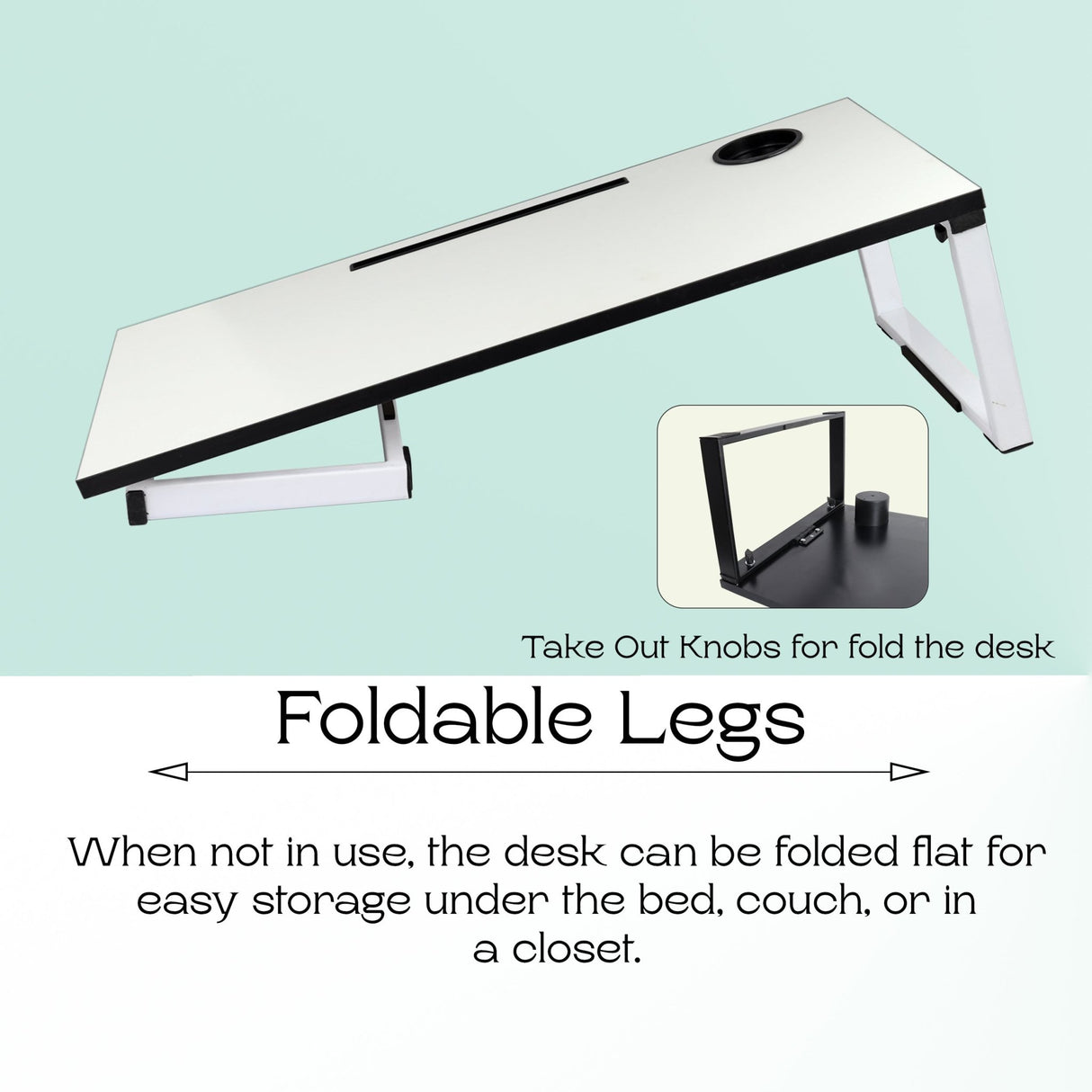 Isomars Bed Desk/Floor Desk Laptop Study Table for Work from Home, Online Classes, Card Games and Kid's Activities (White) - Isomars