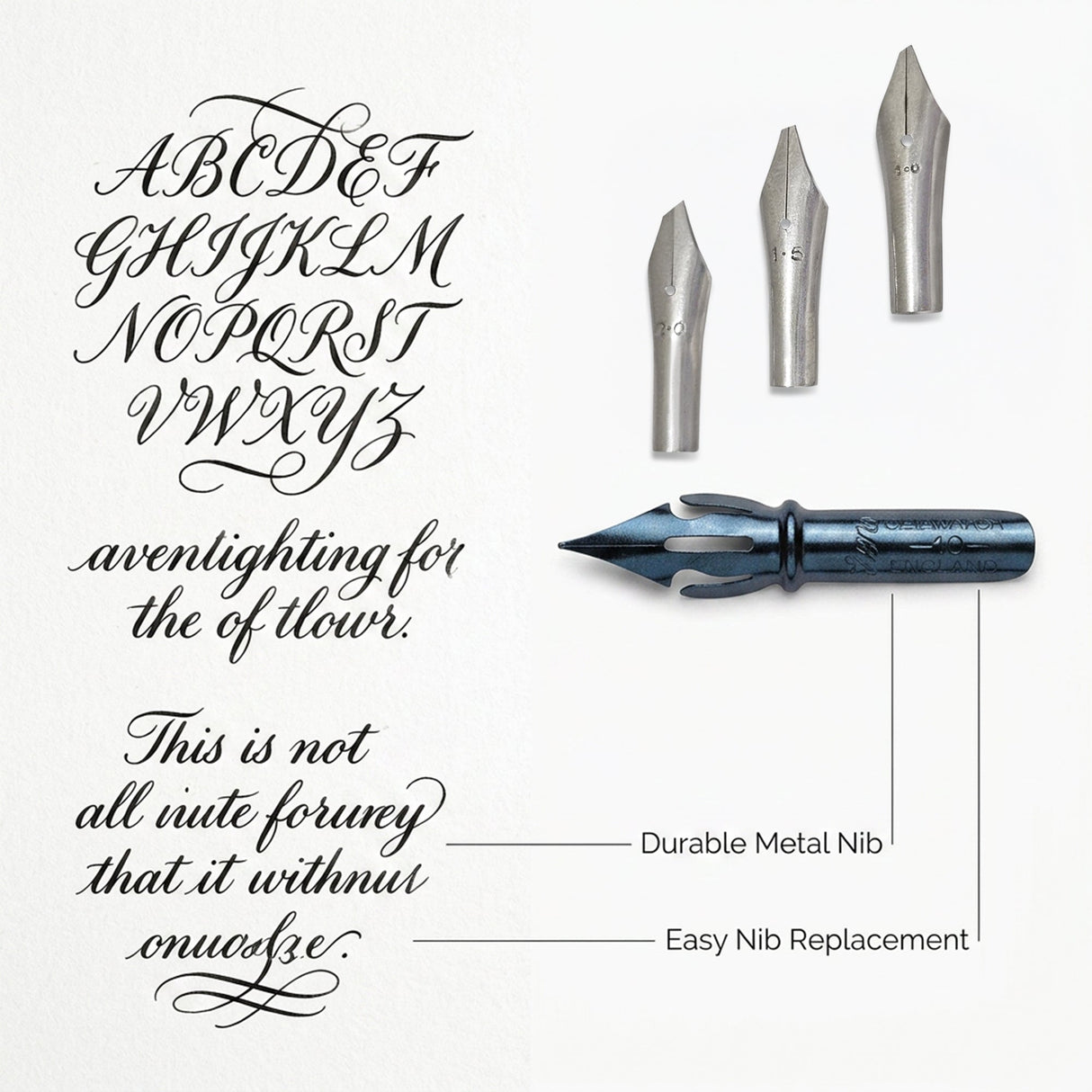 Isomars Calligraphy Pen Set with 2 Holders, 4 Nibs & Plastic Flange for Copperplate, Arabic and Gothic calligraphy - Isomars