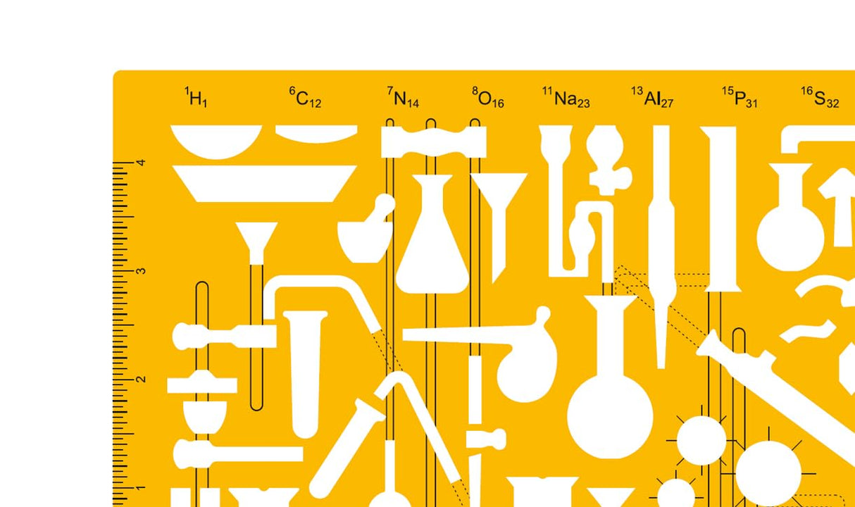 Isomars Chemistry Chemical Engineering Laboratory Lab Equipment Symbols Drawing Drafting Stencil Template - 212 x 148mm - Isomars