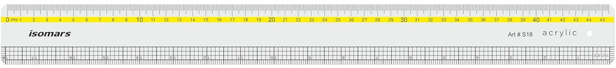 Isomars Clear Acrylic Ruler with Grid Lines 18 Inch | Transparent Precision Measuring Scale for Artists, Architects, Engineers, Designers & Students - Isomars