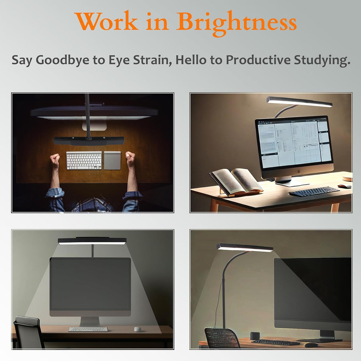 Isomars Computer Monitor Laptop Study Table Lamp with Clamp 12 Inch | Overhead USB LED Desk Light, Flexible Gooseneck, 3 Color Modes & 10 Brightness Levels for Desktop, Bedroom, Office & Reading - Isomars