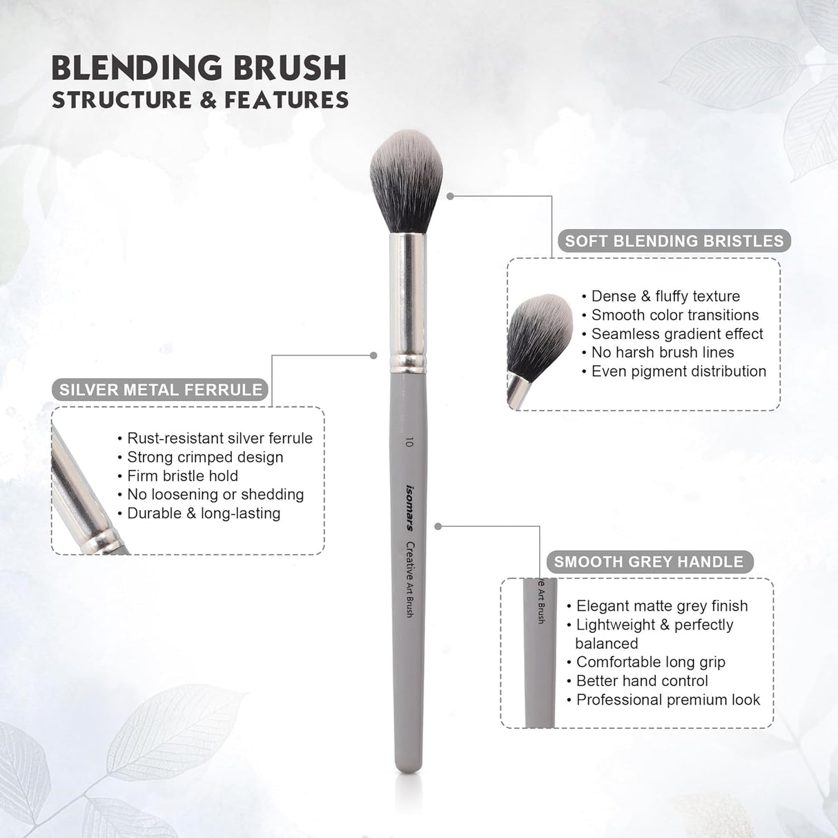 Isomars Creative - Blendng Brush - Round - Set of 6 - Artist Quality Brushes - Isomars