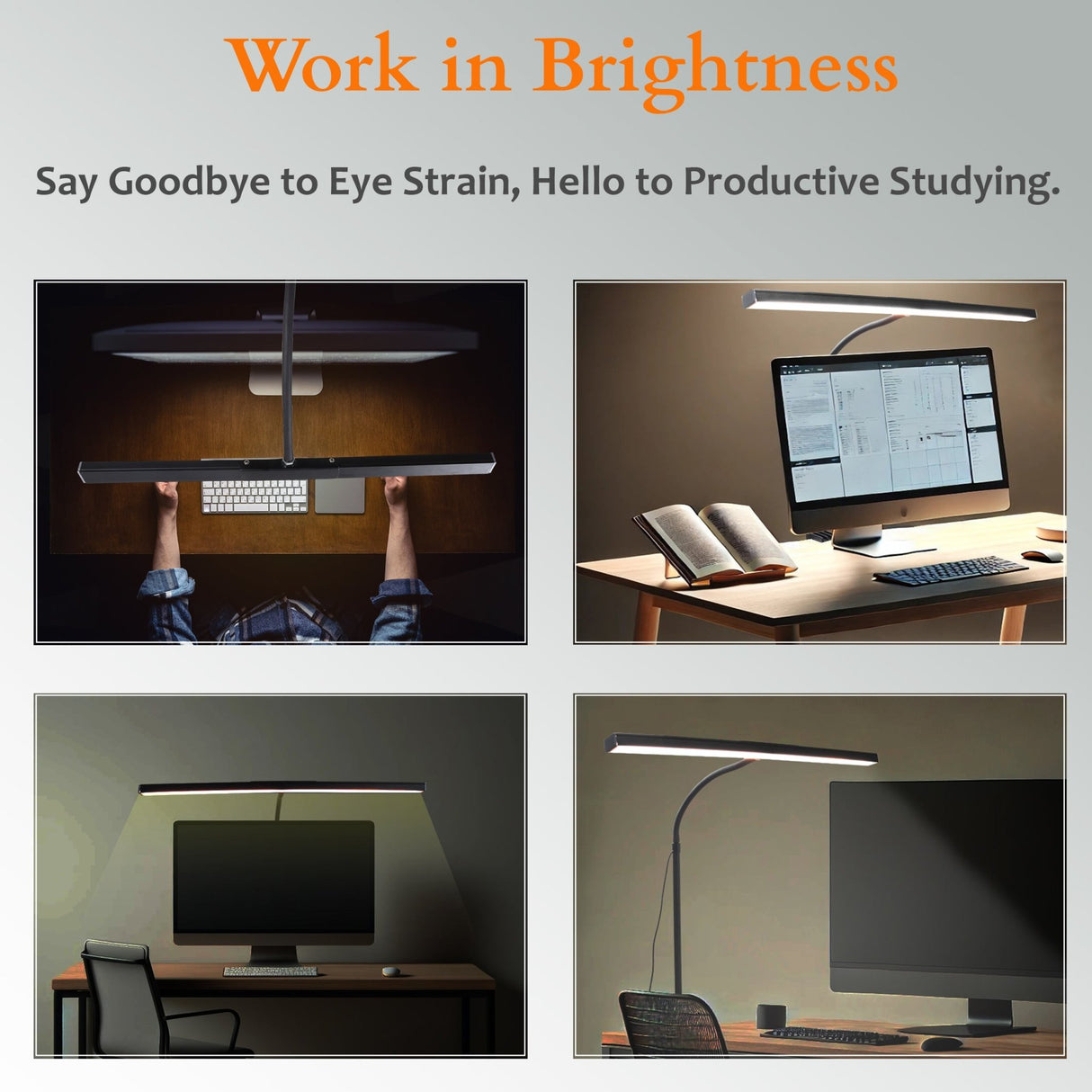 Isomars Desktop Table lamp, Overhead LED Desk Lamp Light, Table Holding clamp, Study, Computer lamp, 24" Light bar Flexible Gooseneck, 3 Color Mode, for Desktop, Bedroom, Office, Reading, etc - Isomars