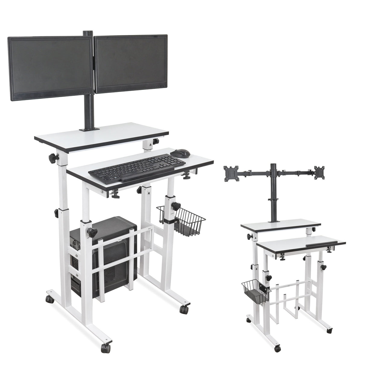 Isomars Desktop Table with dual Monitor Mount - Adjustable Height & Angles, Computer Workstation Useful for Gadgets Like Desktop, Laptop- Made in India (white). - Isomars