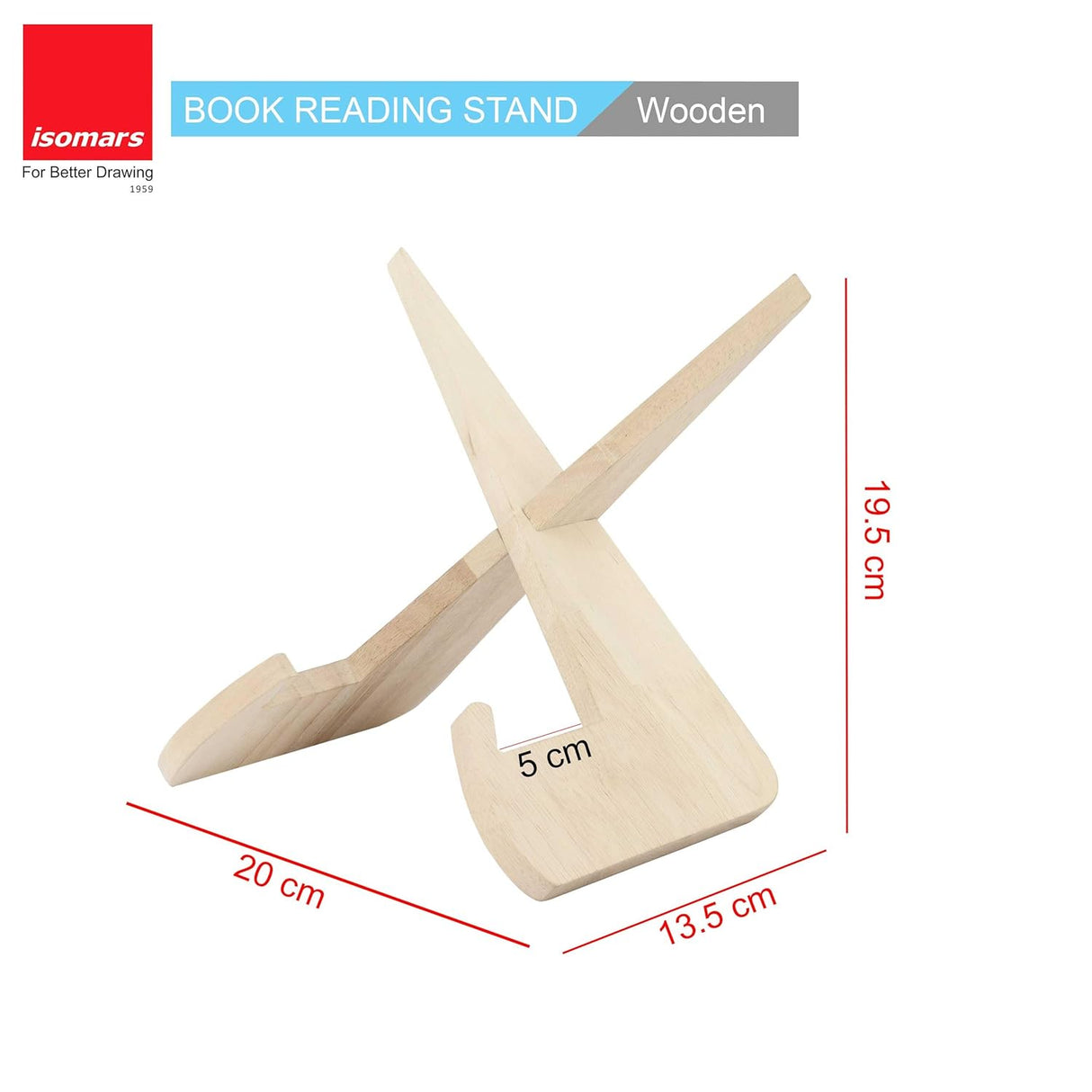Isomars Detachable Wooden Book Stand for Hands Free Reading | Easy to Carry Portable Design - Isomars
