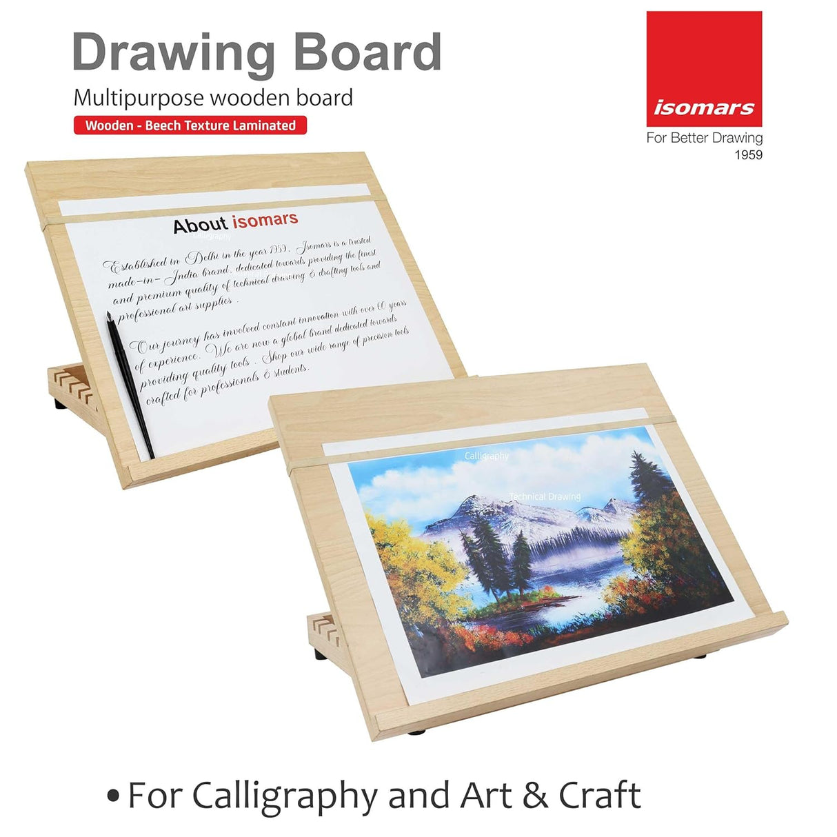 Isomars Drawing Board - Table Model - with 6 Different Working Angles - Drawing & Drafting Board with Elastic Support - A2 - Isomars