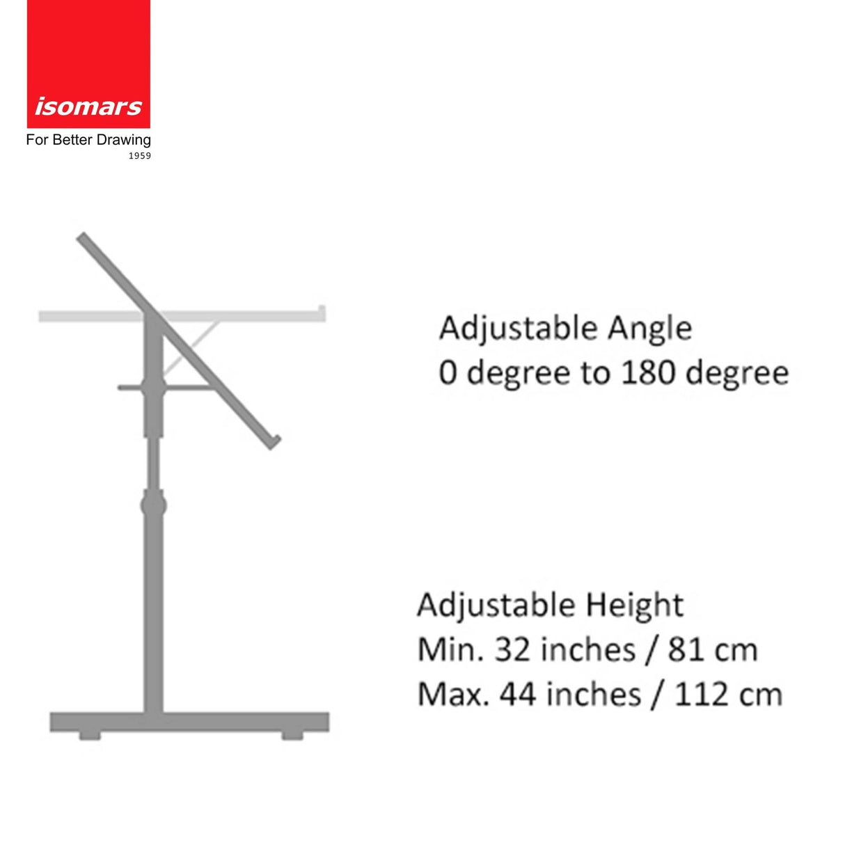 Isomars Drawing Board Table - Scholar with White Laminated Board Size - 25.5"x35" and Drafter - Isomars