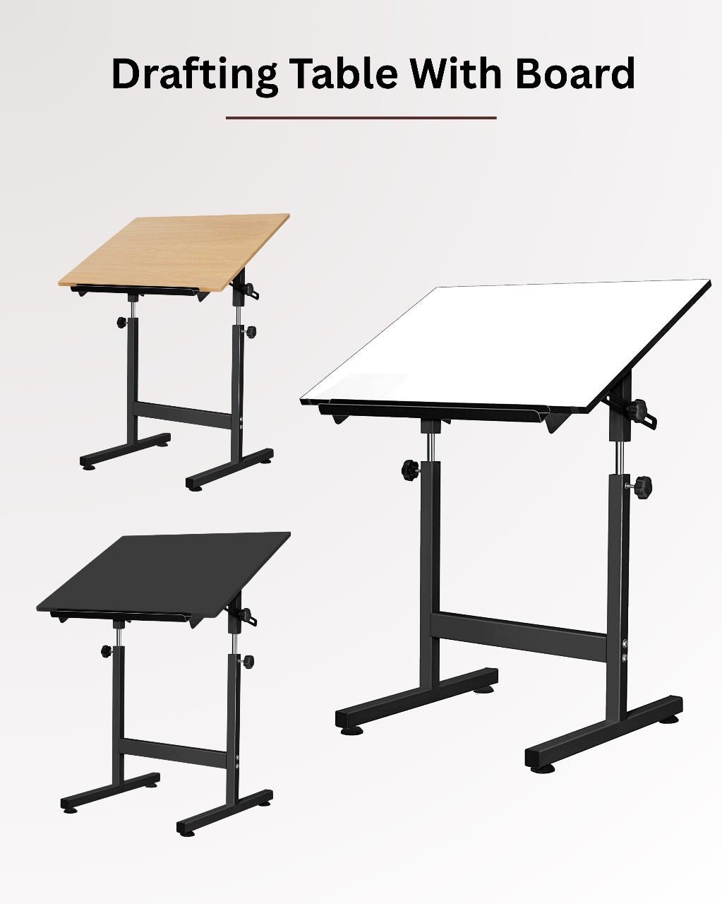 Isomars Drawing Drafting Board Table - Scholar Adjustable Height & Angle with White Laminated Plain Board 25.5"x35" - Isomars