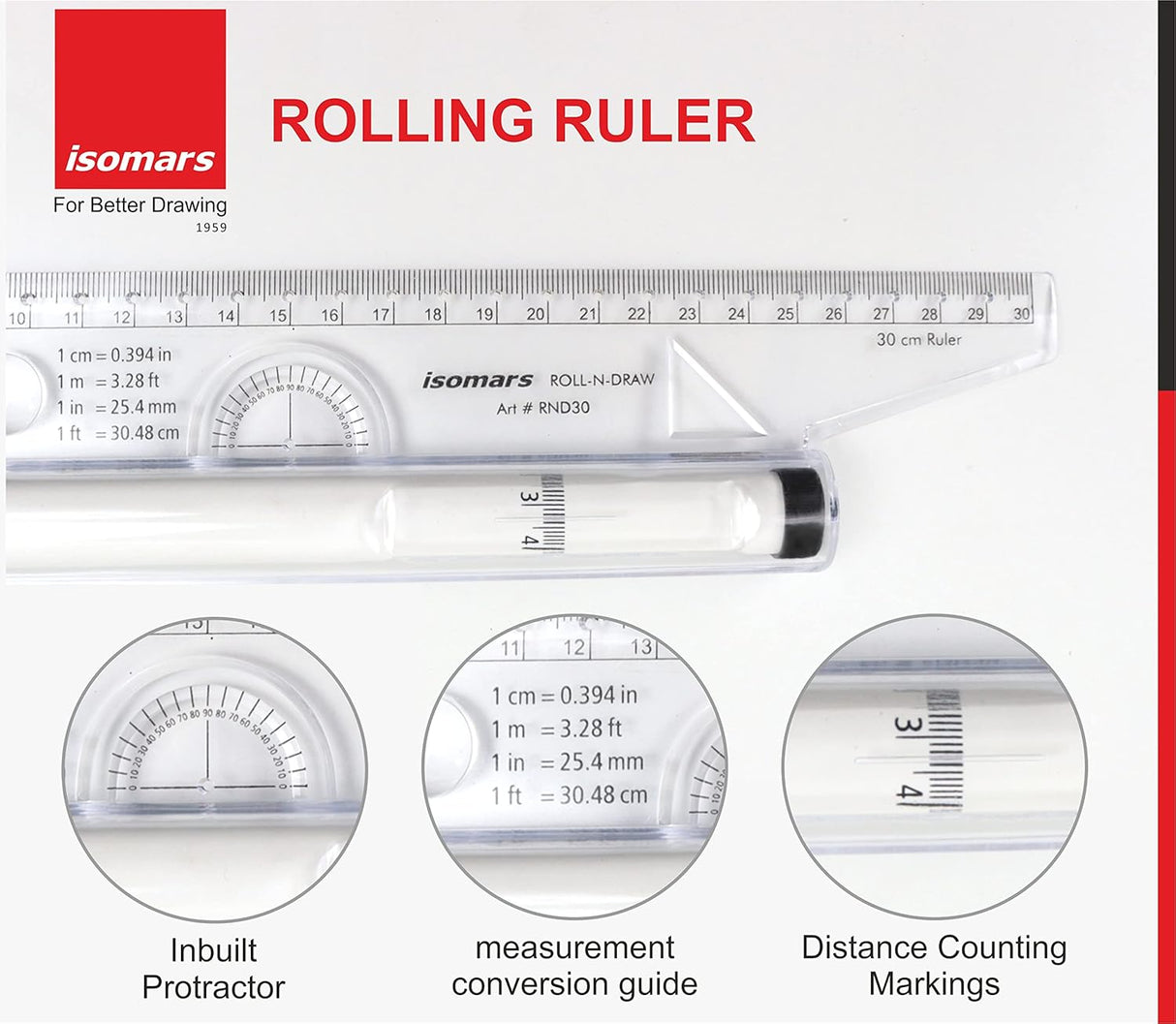 Isomars Drawing & Drafting Kit with 18.5" x 25" Drawing Board Drafting Board, Engineering Template, Pencil, Compass Set, T-Scale-24 Set Square Tracing Paper Pad-A4 Pro-Circle & Rolling Ruler - Isomars