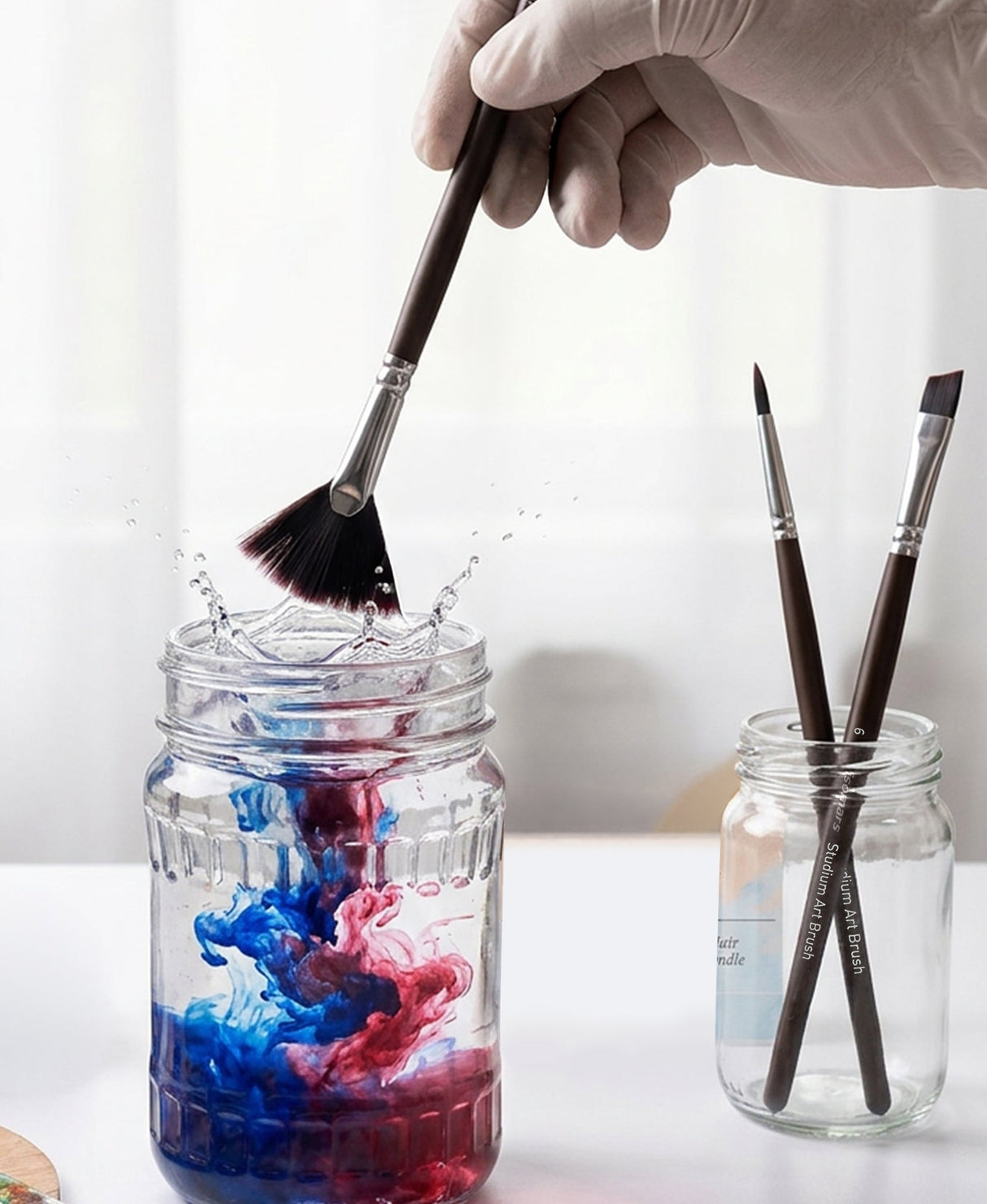 Isomars Extra Long Handle Artist Mix Paint Brush Set of 5 for Acrylic, Watercolor & Oil Painting - Isomars