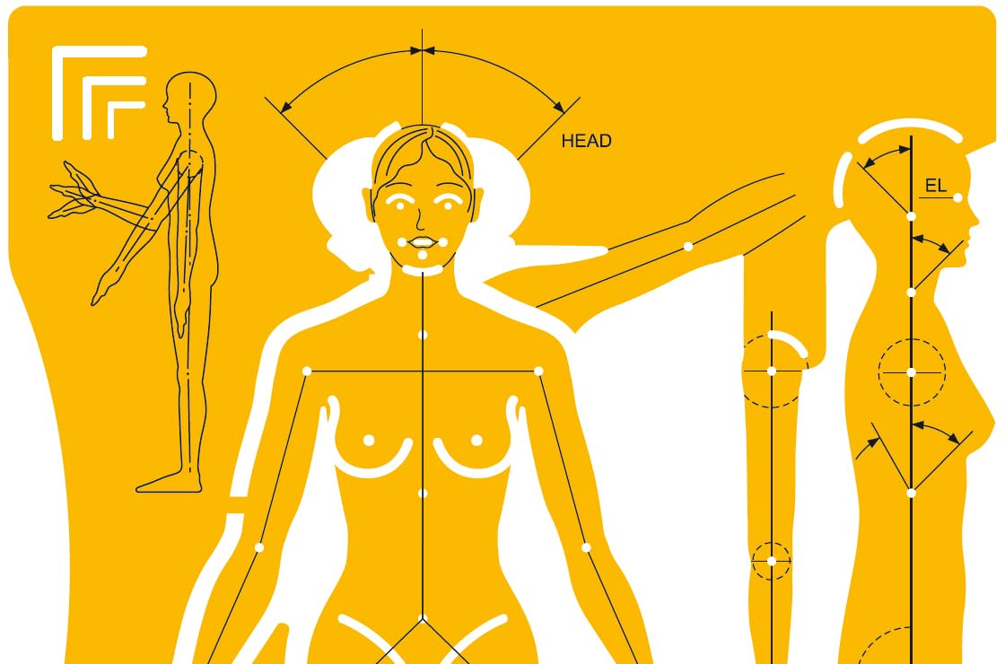Isomars Female Human Figure Template 1/8 Scale Fashion Stencil - Isomars