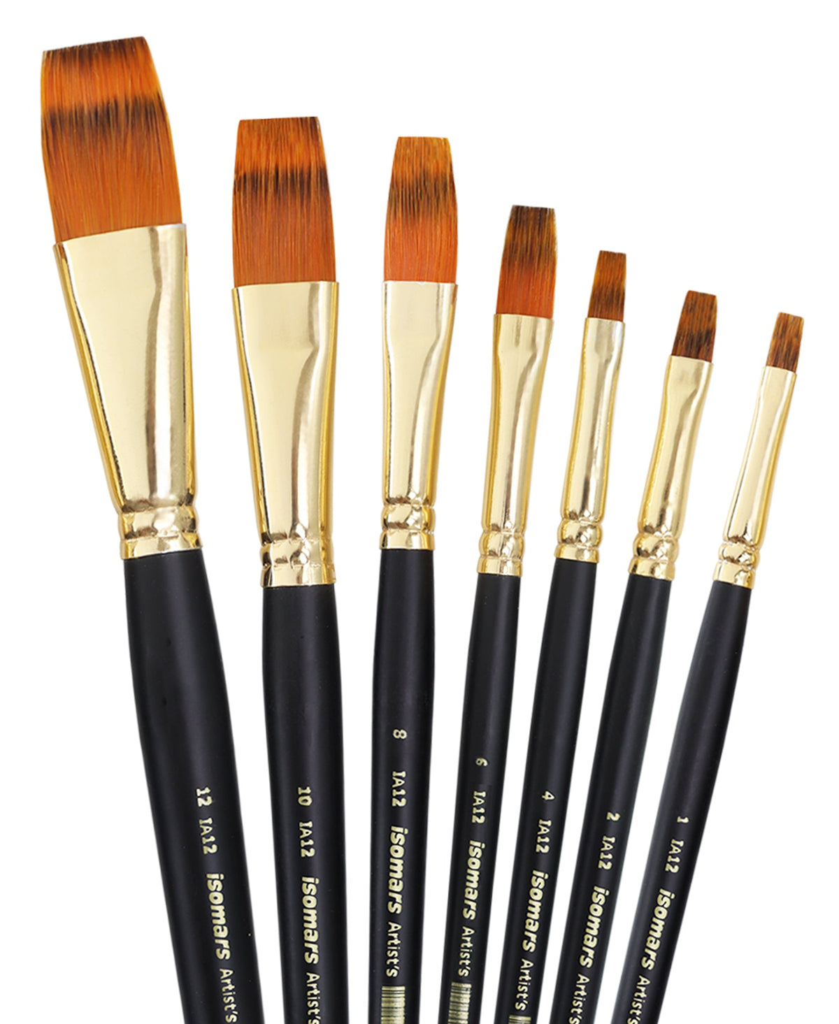 Isomars Flat Rake Paint Brush Set of 7 for Acrylic, Oil & Watercolor - Isomars