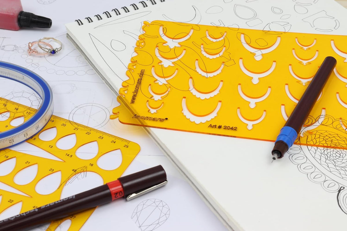 Isomars Half Round Ring Jewellery Design Template for Ring Sketching - Isomars