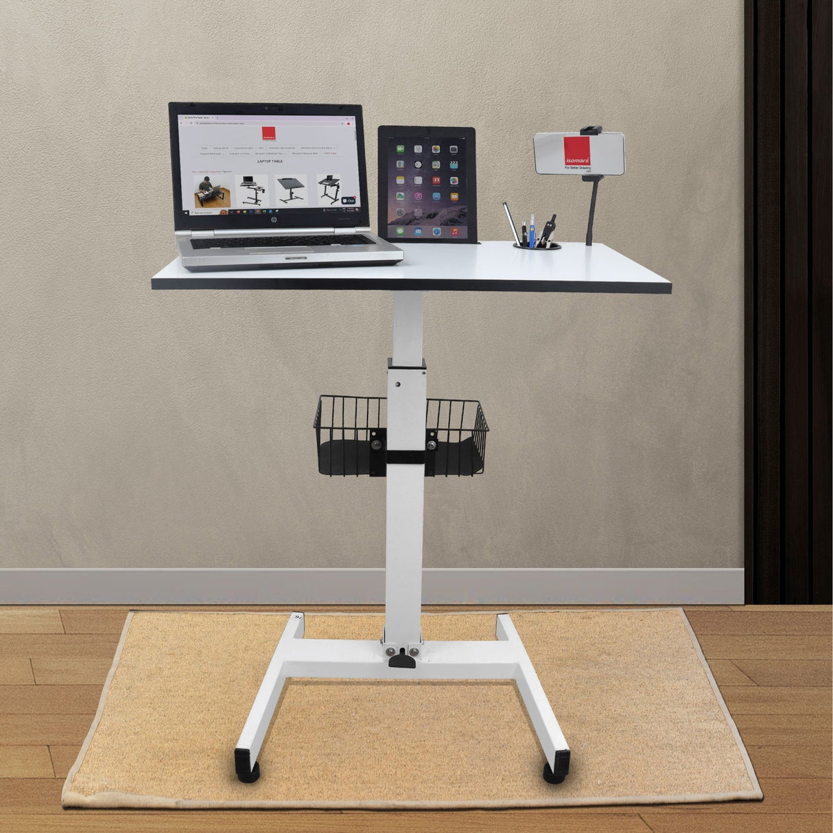 Isomars Height Adjustable Laptop Table | Sit & Stand Desk for Home & Office - Isomars