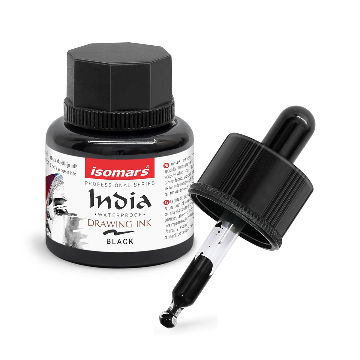 Isomars India Waterproof Drawing Ink 35ml - Black - Isomars