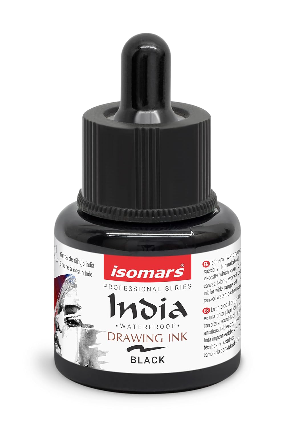 Isomars India Waterproof Drawing Ink 35ml - Black - Isomars
