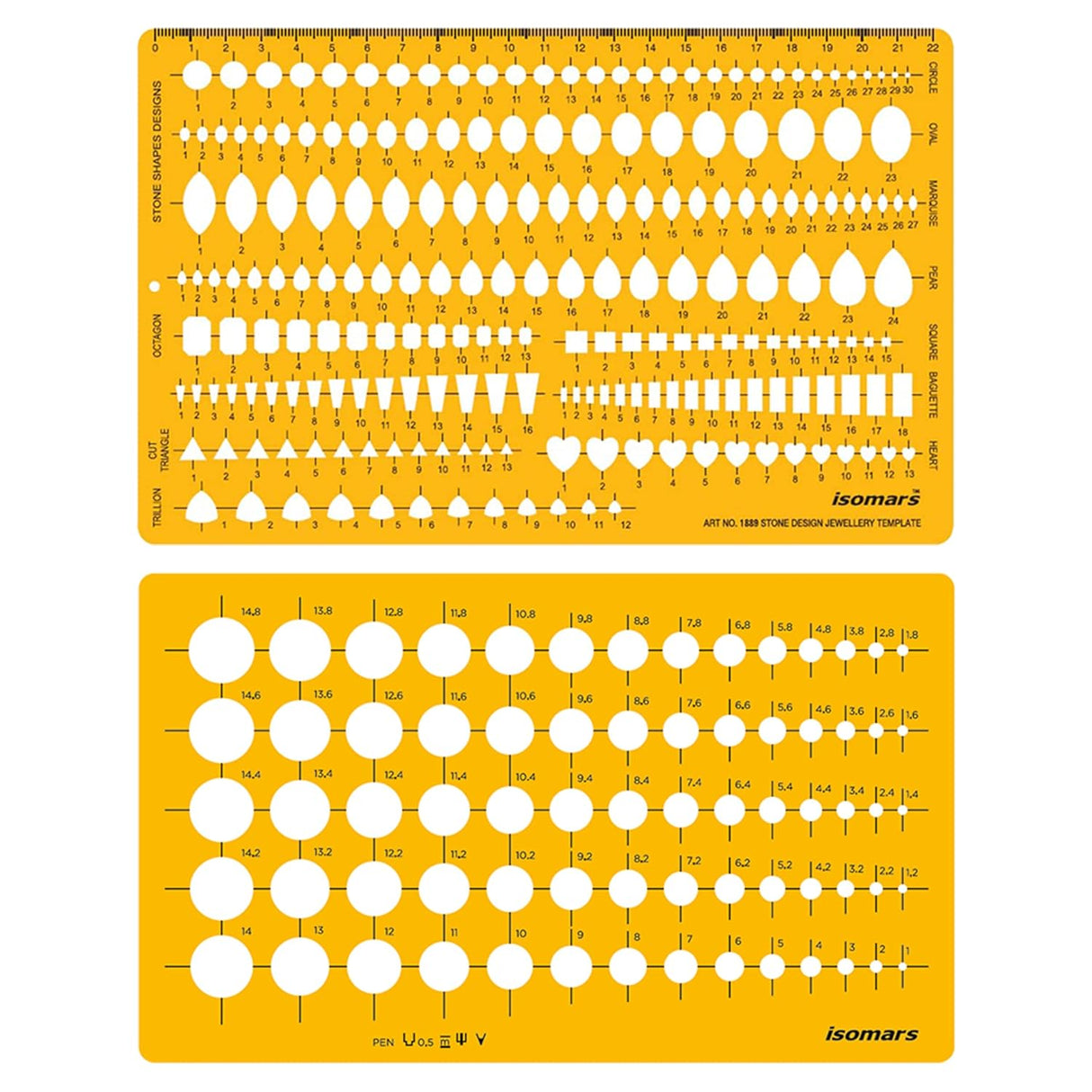 Isomars Jewellery Design Drawing & Drafting Template with 0.5mm Mechanical Pencil - Isomars