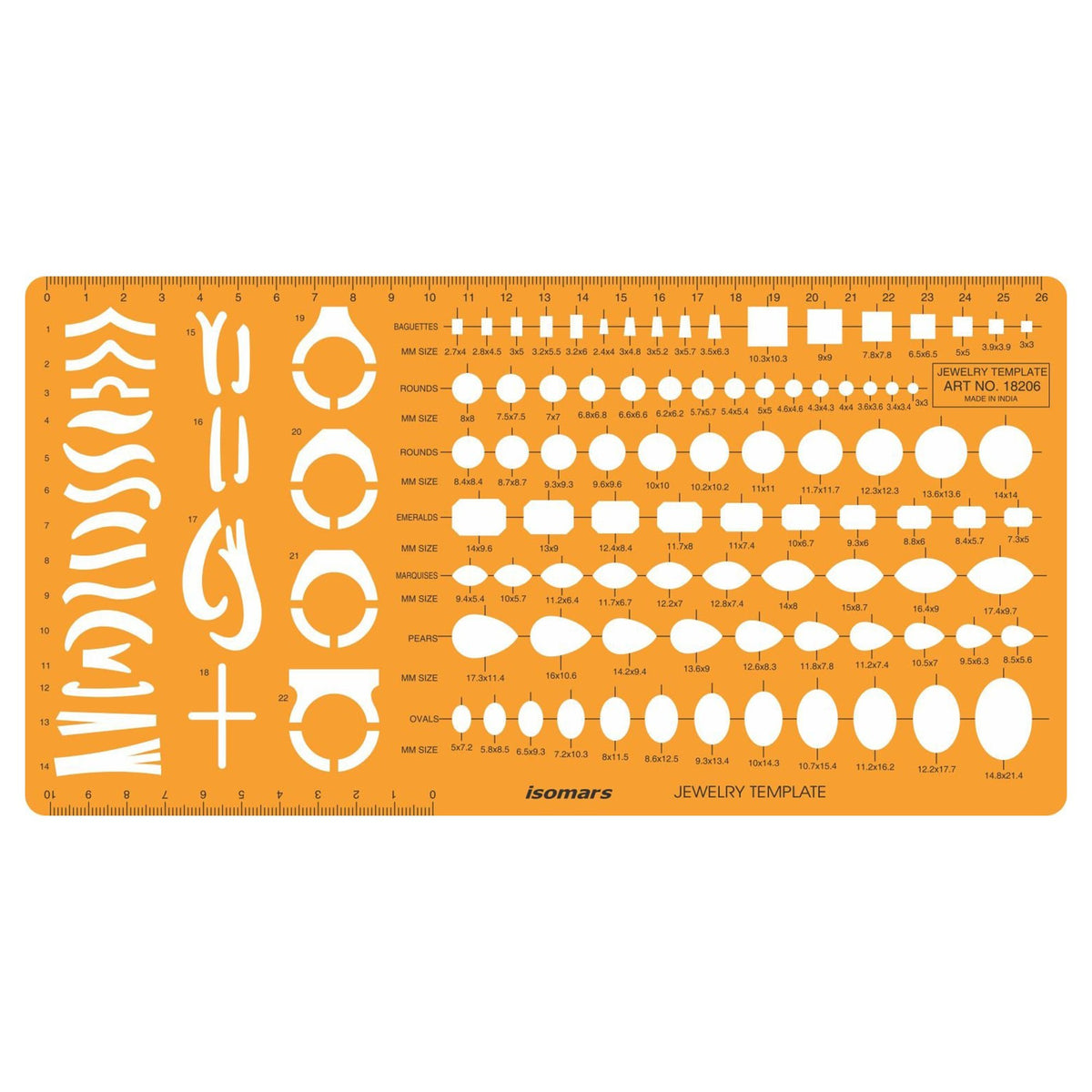 Isomars Jewellery Design Template – Gemstone Shape Drawing Stencil - Isomars