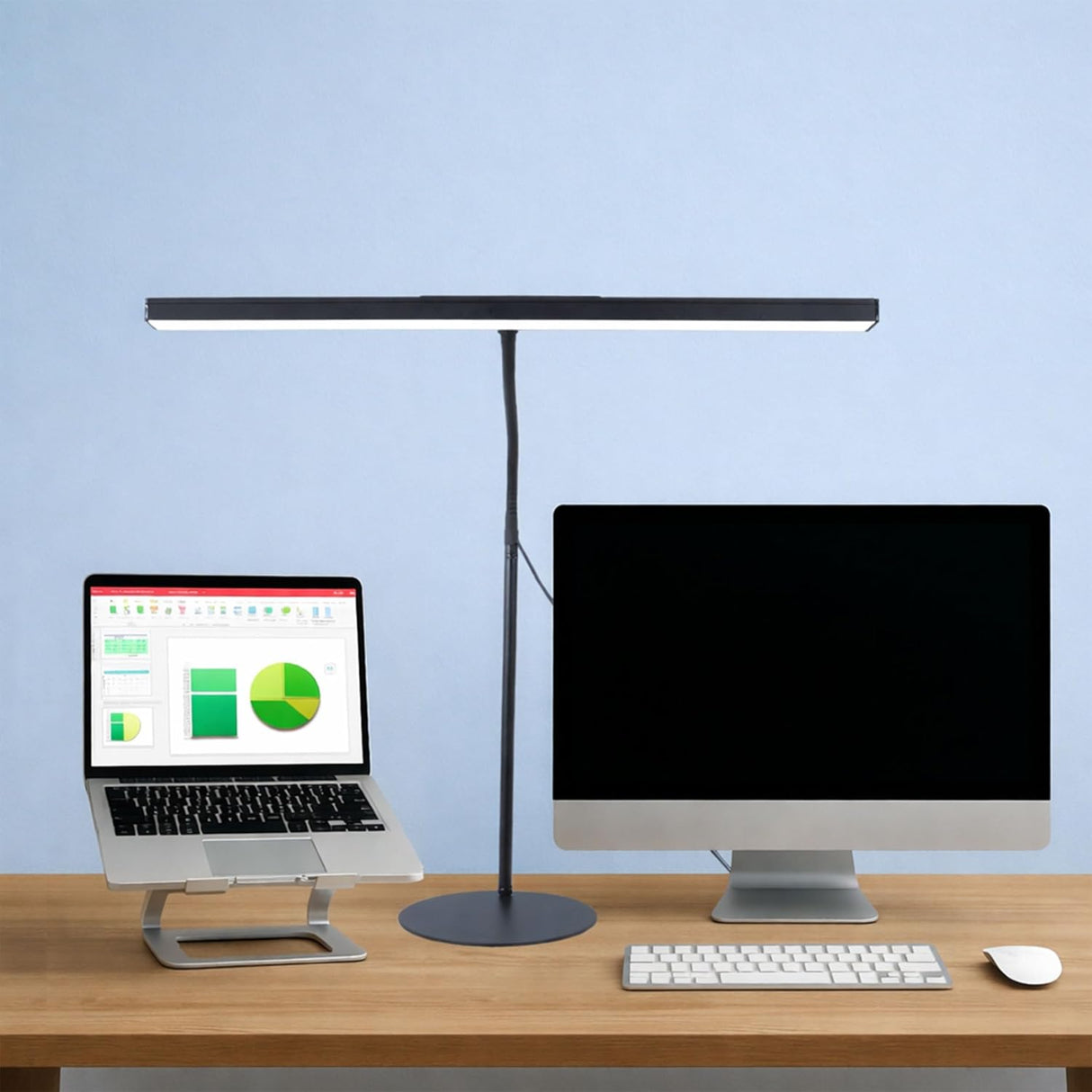 Isomars LED Desk Lamp for Computer Monitor & Laptop 24 Inch | Eye Friendly USB Study Light with Circular Base, Flexible Gooseneck, 3 Color Modes & 10 Brightness Levels for Reading, Office & Workbench - Isomars