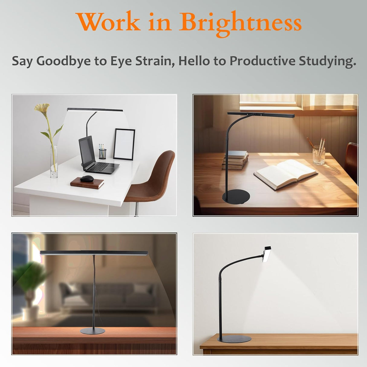 Isomars LED Desk Lamp for Computer Monitor & Laptop 24 Inch | Eye Friendly USB Study Light with Circular Base, Flexible Gooseneck, 3 Color Modes & 10 Brightness Levels for Reading, Office & Workbench - Isomars