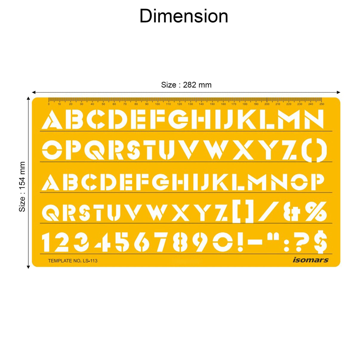 Isomars Lettering Stencil Template with Alphabet & Number Guide LS-113 - Isomars