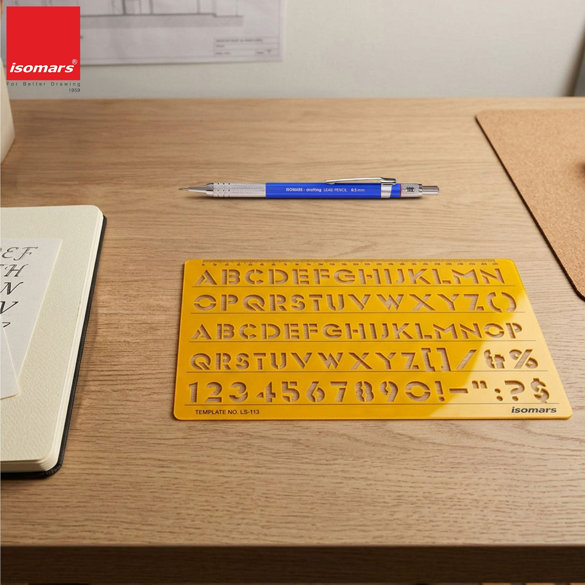 Isomars Lettering Stencil Template with Alphabet & Number Guide LS-113 - Isomars
