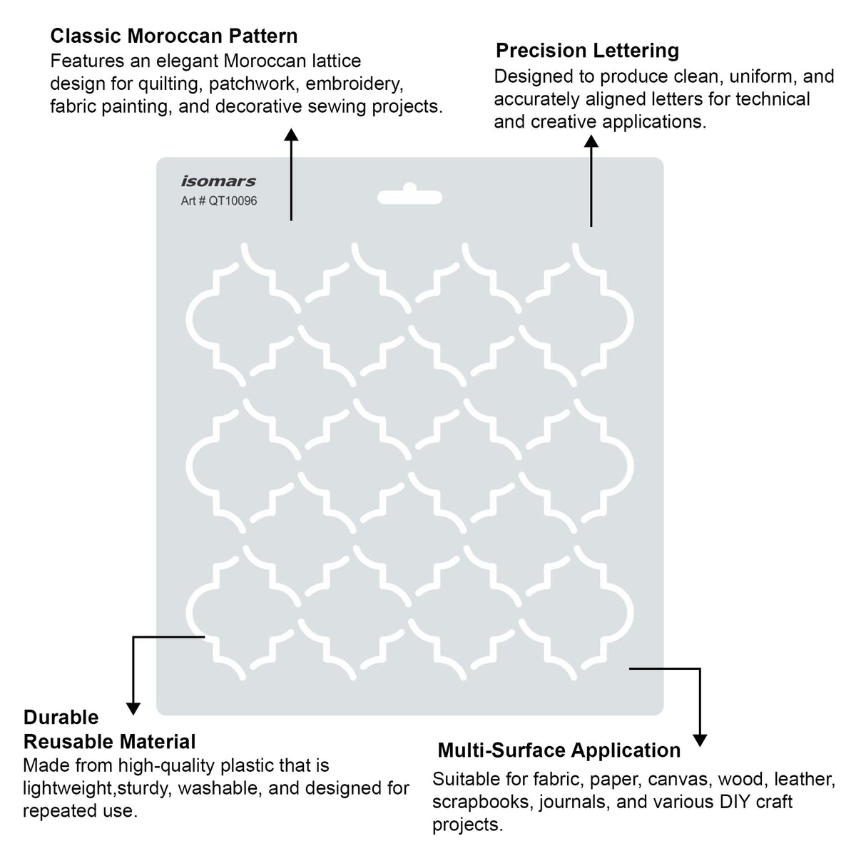 Isomars Moroccan Quilting Template Stencil for Patchwork & Sewing 10096 - Isomars