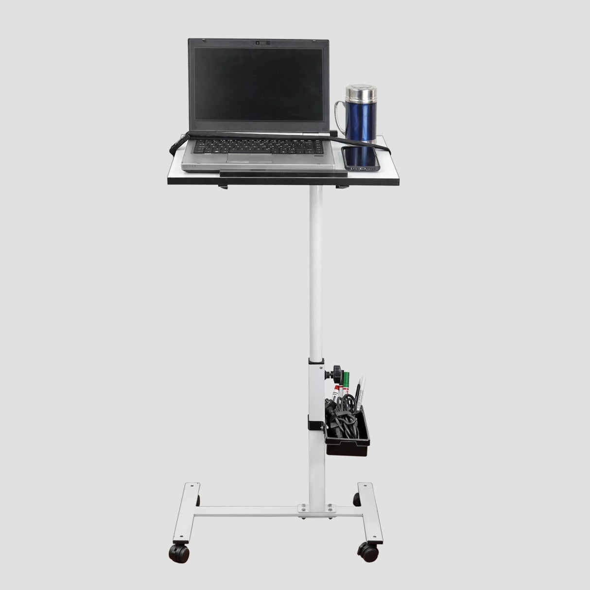 Isomars Multipurpose Laptop Table Study Desk, Lockable Wheels, & Adjustable Height And Angle For Breakfast Table, Wfh & Online Classes (White) - Isomars